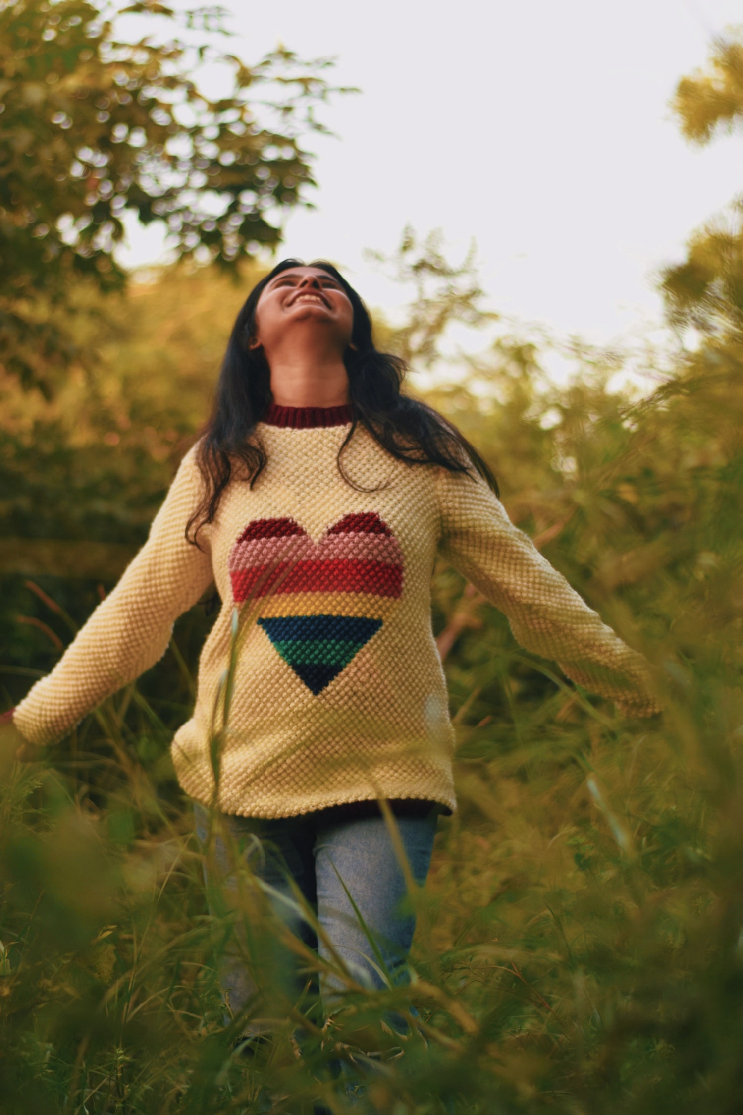 Rainbow love handknitted sweater